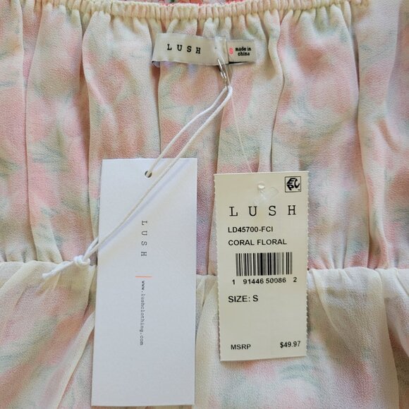 Lush Floral Short Sleeve Open Back Dress Size S - Picture 5 of 8